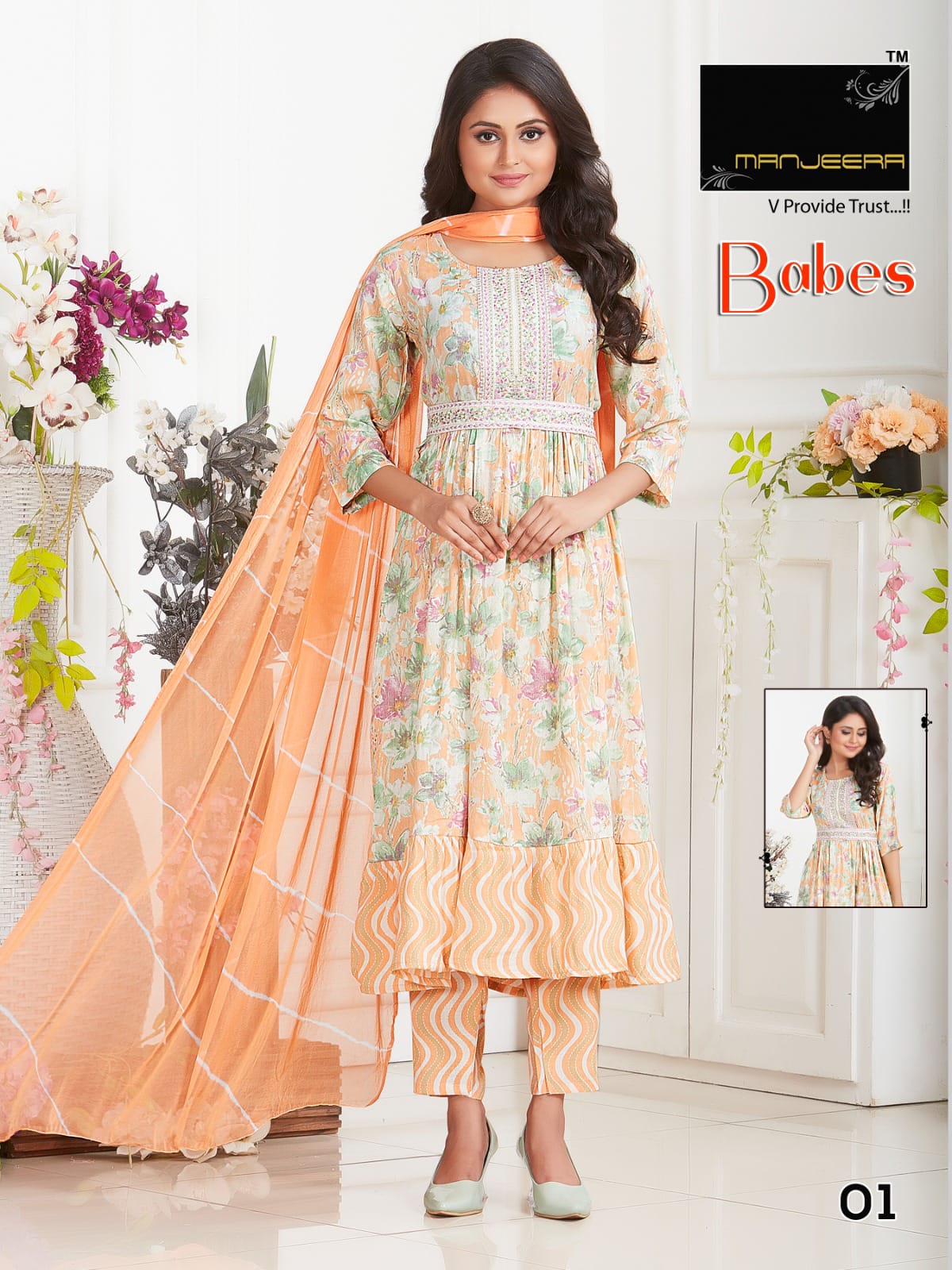 Manjeera Babes Capsule Print Readymade Suits Catalog